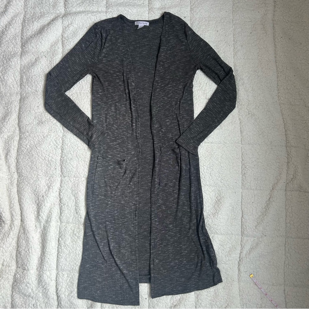 STREETWEAR SOCIETY- Long Grey Cardigan Sweater